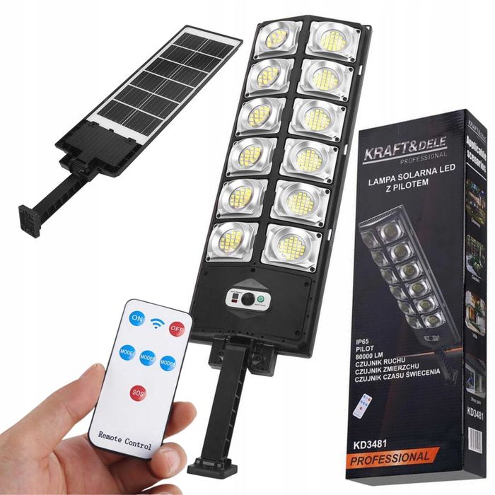 Lampa solarna mocna led z czujnikiem ruchu zmierzchu ogrodowa uliczna