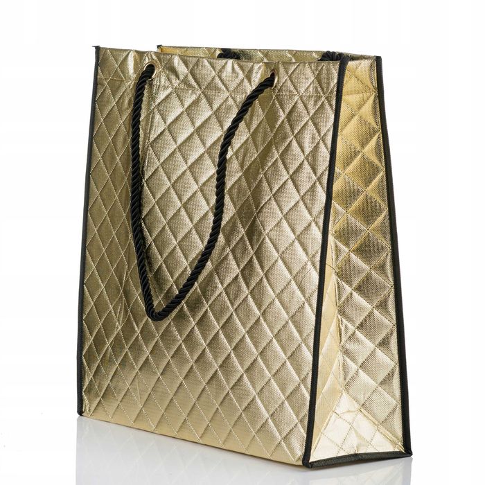 Monnari pakowna torba damska na zakupy shopperka złota materiałowa