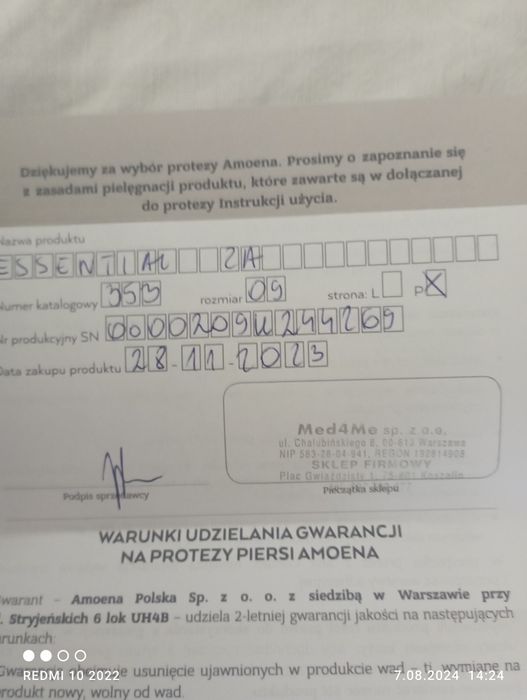 Sprzedam protezę piersi prawej jest nowa