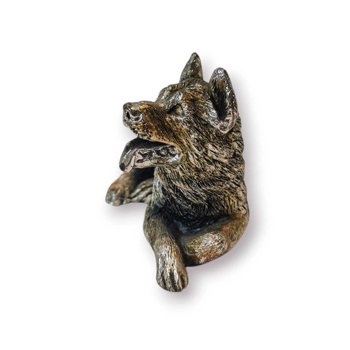 Escultura Decorativa Lobo ou Cão(Possível Pastor Alemão)Metal Patinado