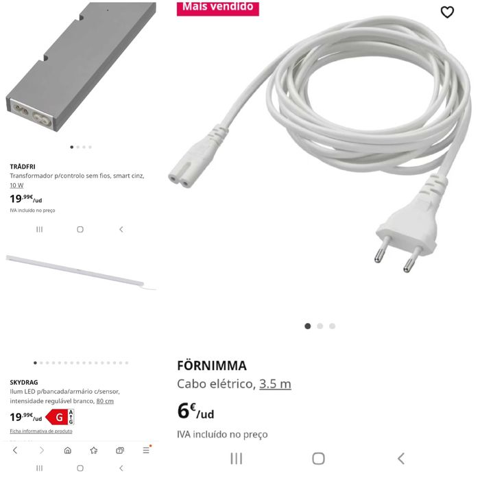 Luz para roupeiro 80 cm ikea