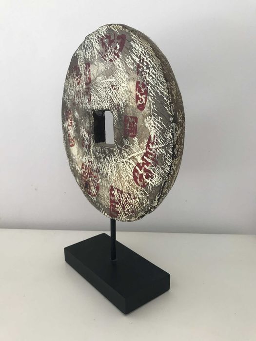 Figura decorativa mesa antiga moeda chinesa prosperidade Fengshui