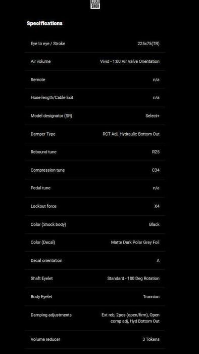 Rock shox Vivid Select+ 225x75