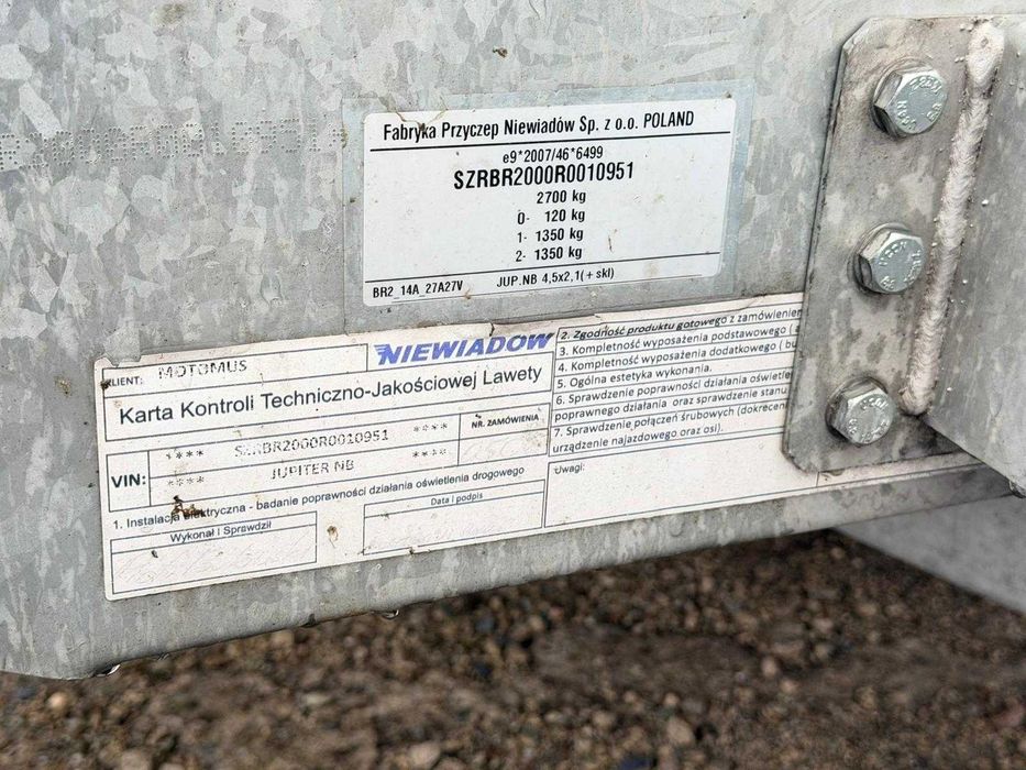 Przyczepa ciężarowa laweta JUPITER NB 4,5x2,1 IDEALNY STAN