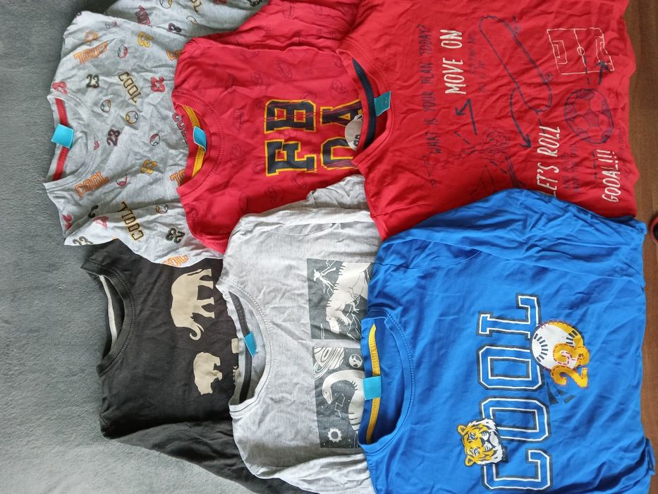 Koszulki długi rękaw, r. 128. 6 sztuk