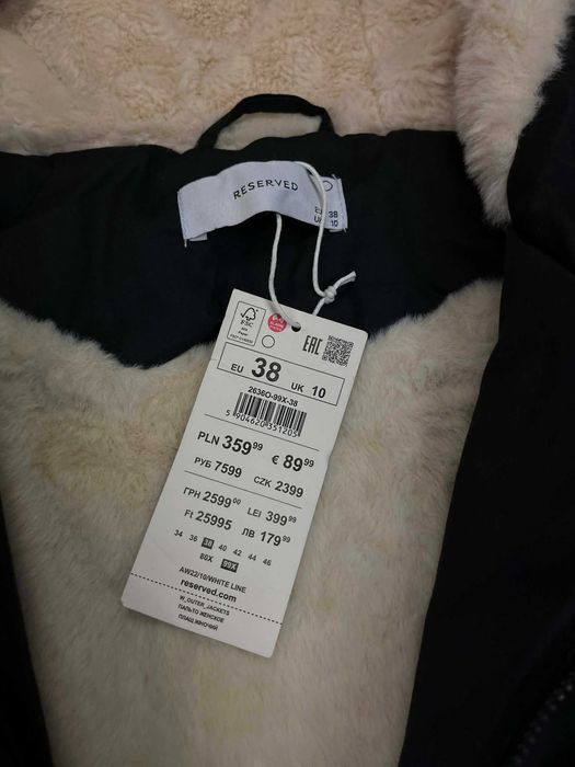 Kurtka Reserved Damska 40/L Parka Zimowa Ocieplana długa B8 kożuch