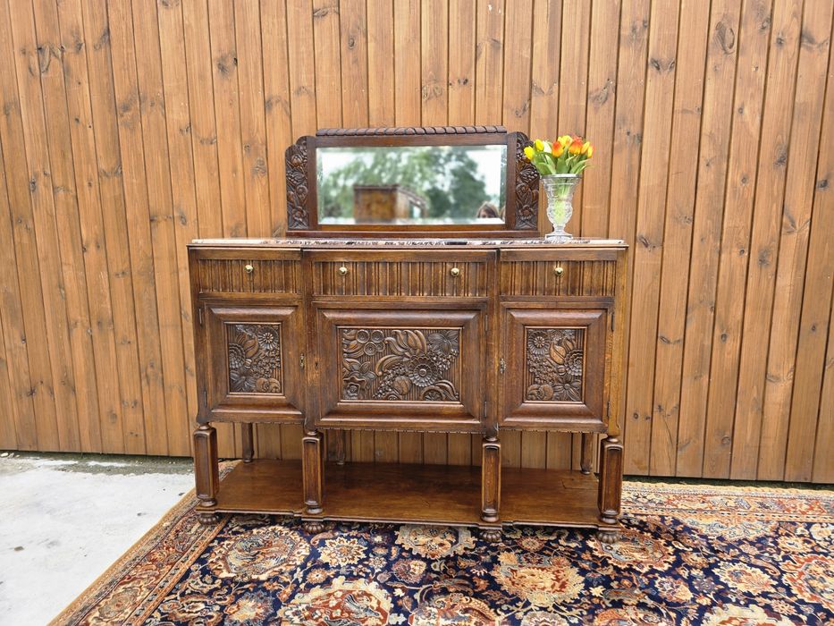 Secesyjna komoda bufet z marmurem i lustrem 160cm #1960 Stylowy Węgrów