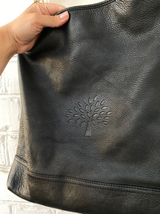 Кожаная брендовая сумка хобо Mulberry