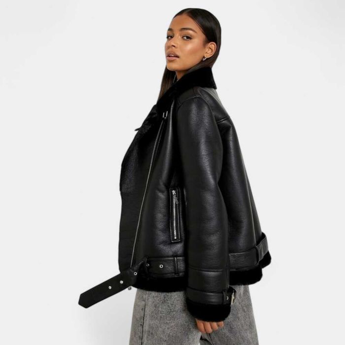 Зимняя дублёнка авиатор на меху