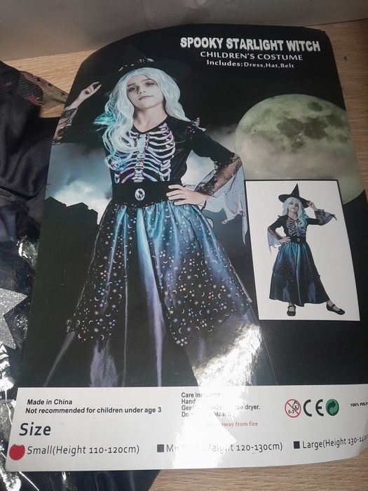 Przebranie kostium czarownica dla dziewczynki 110-120cm halloween