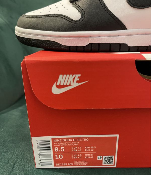 Buty Nike Dunk High Retro White Black rozm. 42