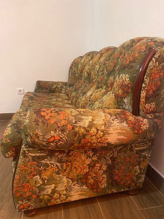 Conjunto de sofá cama vintage e sofás pequenos