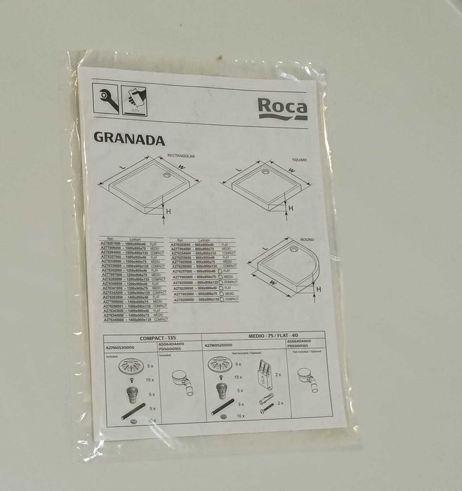 Brodzik narożny niski Roca 80x80 cm NOWY