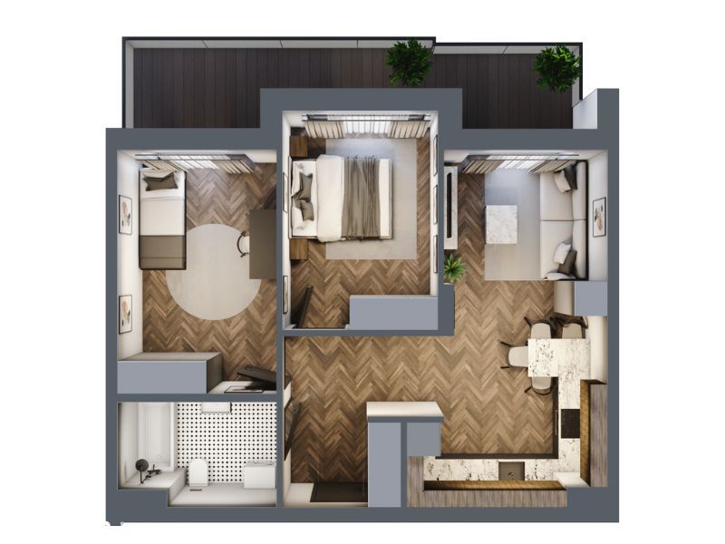 Mieszkanie, 54.75m², 3 pokoje, 6 piętro, B-KLM12-LM60, Nowe Horyzonty