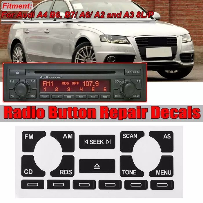 Kit reparação de botões em vinil para audi a4 b6 b7 a6 a2 a3 8l 8p