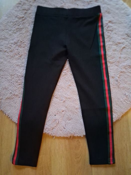 Legginsy czarne z lampasami 36-38 spodnie ,casual