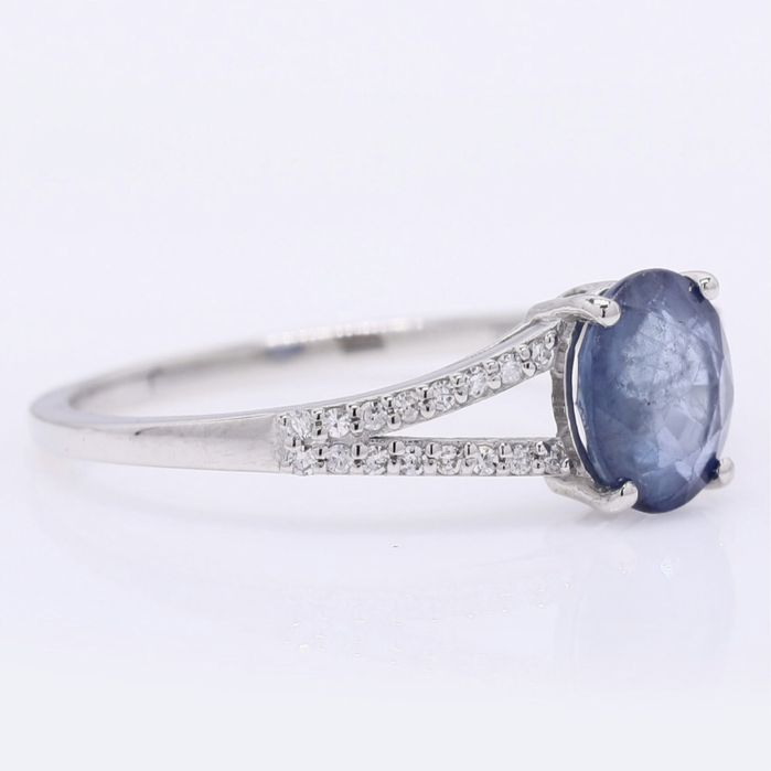 1,34 Quilates Totais Anel de Platina 950 com Safira Natural
