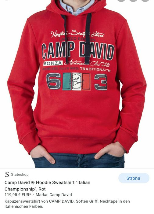 Bluza męska z kapturem sportowa Camp David nowa M L w super cenie oryg