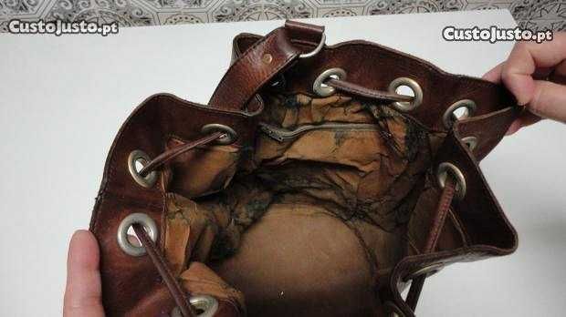 Saco de senhora castanho em pele