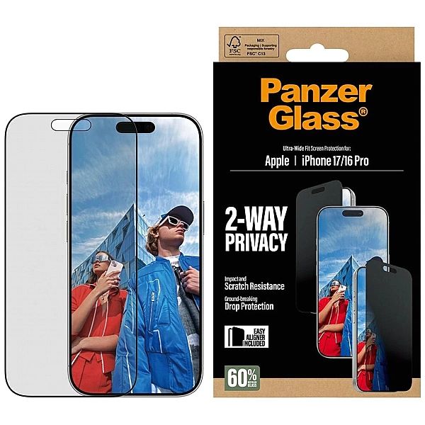 Szkło prywatyzujące PanzerGlass Ultra-Wide Fit EasyAligner na iPhone 1