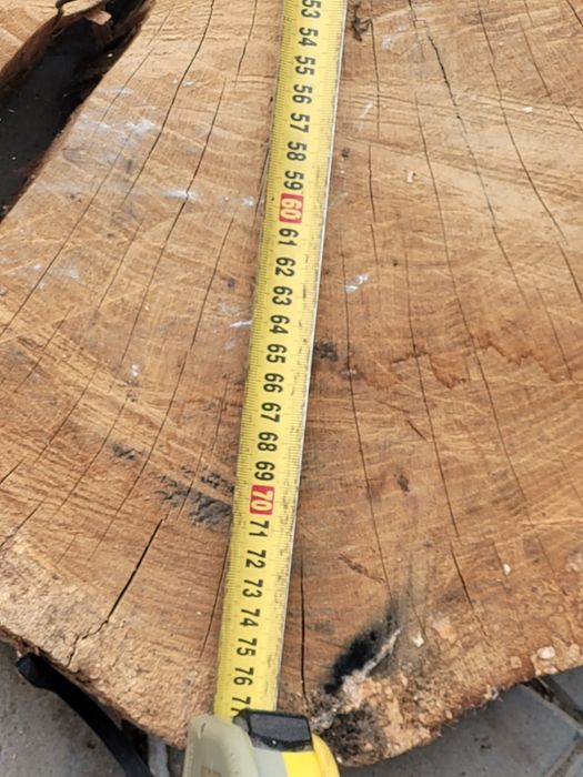 Duże plastry dębu sezonowane 6 lat – blat na stół, stolik, ławę – grubość ok. 15 cm
