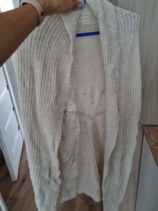 Długi swete kardigan kremowy