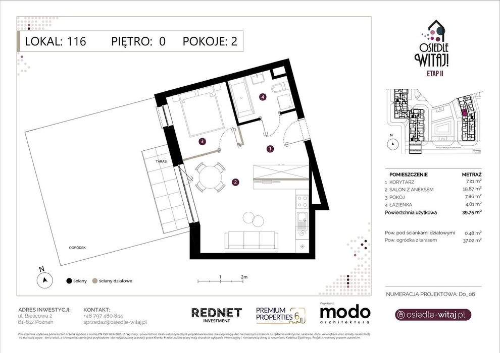 2-pokojowe mieszkanie 39 m² + ogródek Bez Prowizji - Widok 2