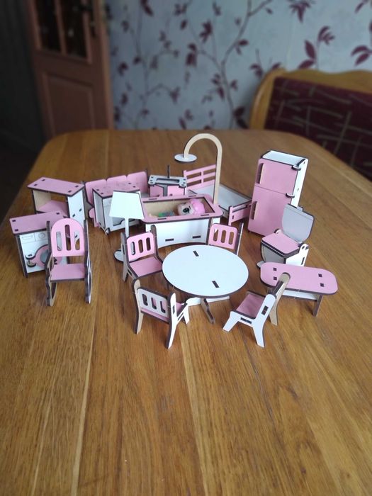 Будиночок ЛОЛ рожевий з меблями 46см ХДФ біло-рожевий