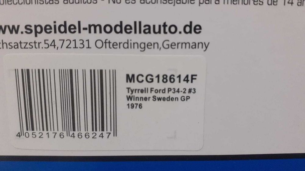 1/18 Tyrrel ford P34 Winner Suécia 1976 - MCG