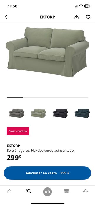 Sofá ikea verde veludo