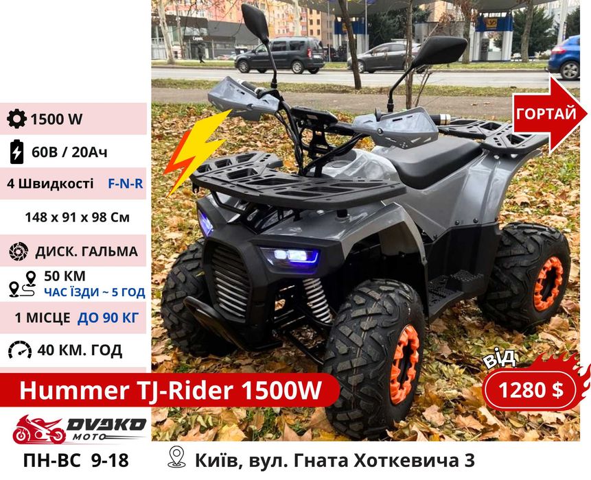 Квадроциклы Подростковые 110 125 150 cc 1000w 1500w - Forte Hunter 22