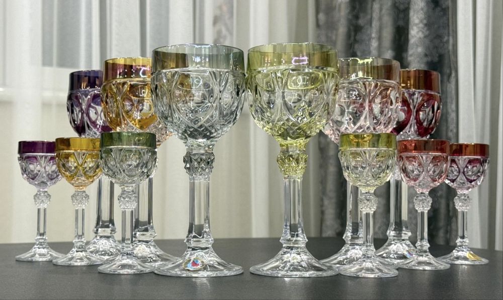 Хрустальные фужеры для вина и рюмки Hofbauer производства GDR Германия