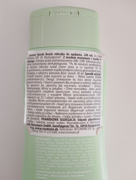 mleczko do opalania Sunozon Bondi Beach SPF 30 marki Rossmann