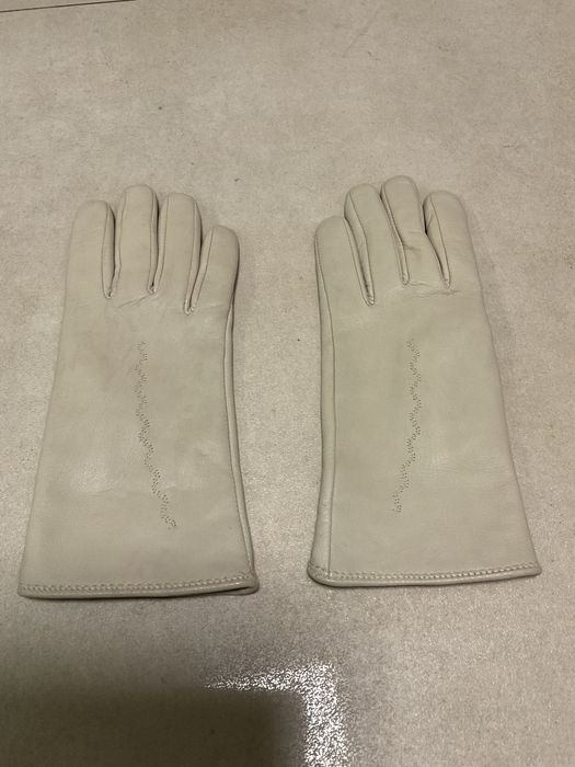 Rękawiczki skórzane ocieplane ecru