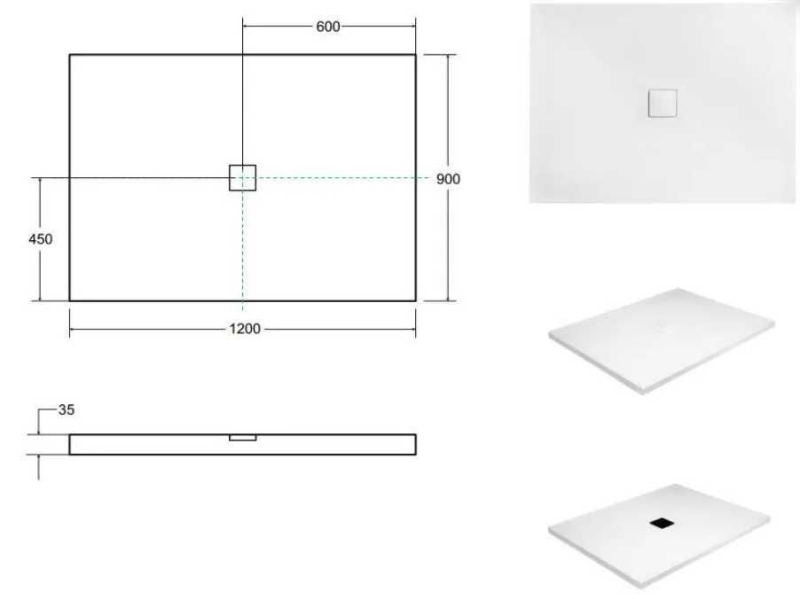 Brodzik Besco Nox 120x90 - NOWY