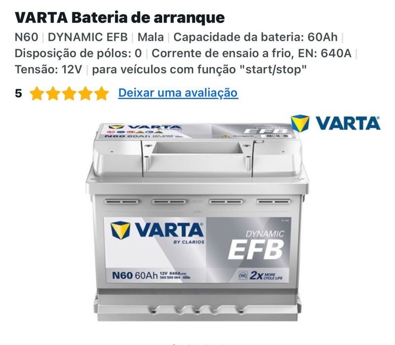 Bateria 45h com sistema start stop , 120€