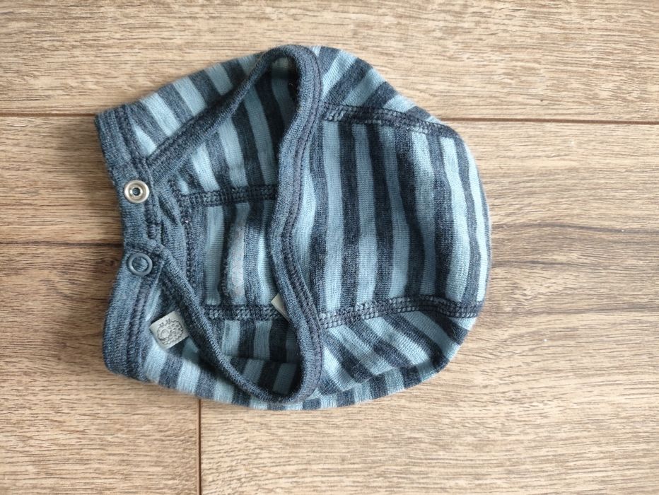 Bonetka merino czapeczka friends w paski wełna 68/74