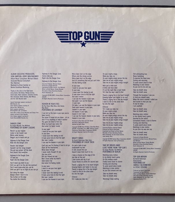 Top Gun   Original Motion Picture Soundtrack CBS  70296