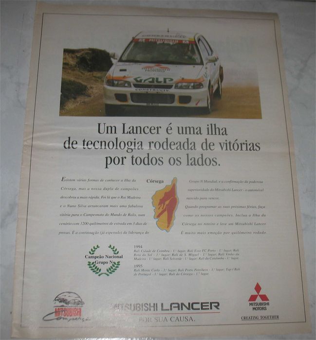 Poster-Mitsubishi Lancer EvoII -Campeão Mundial Gr N 1995- Rui Madeira