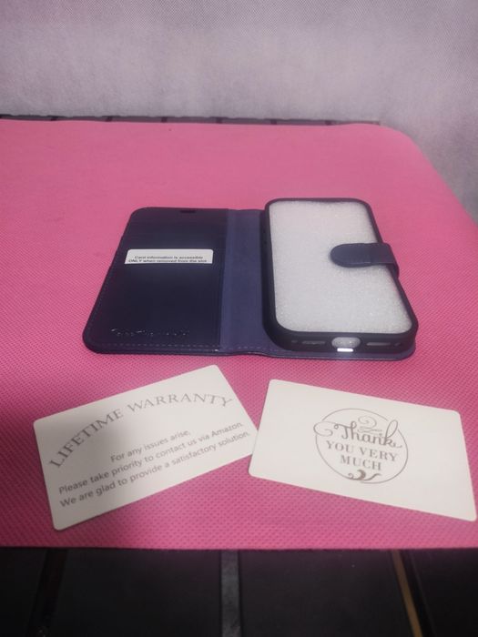 Etui Skórzane TUCCH Portfel Magnes RFID do iPhone 13 / 14 | Nowe Blue