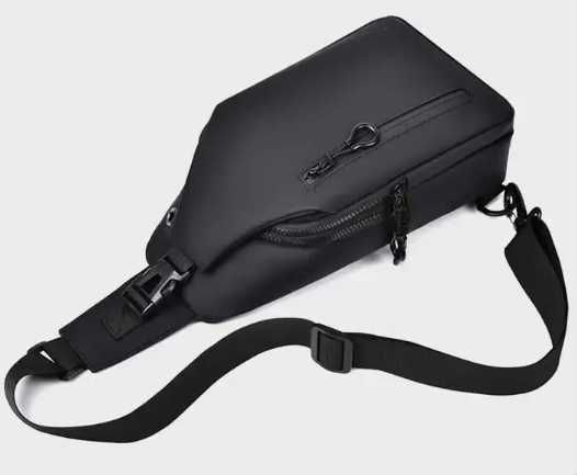 Bolsa Tiracolo crossbody Impermeável Cinzenta, 2 fechos, bolso interno