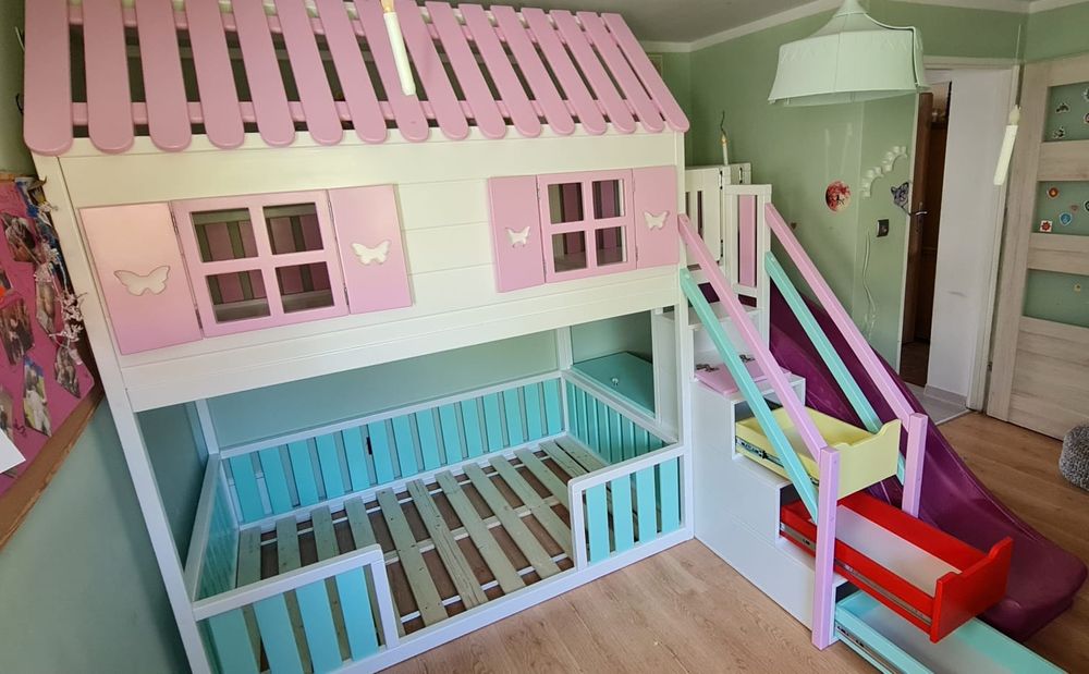 Łóżko piętrowe drewniane 120x180