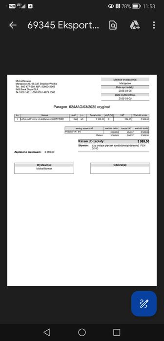 Łóżko rehabilitacyjne elektryczne nowe
