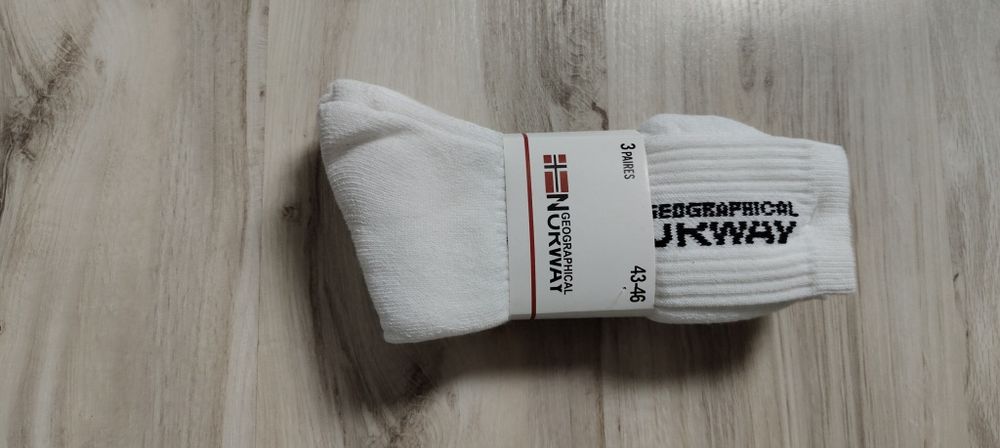 Nowe 43/46 geographical norway 43 44 45 46 białe męskie skarpety 43-46