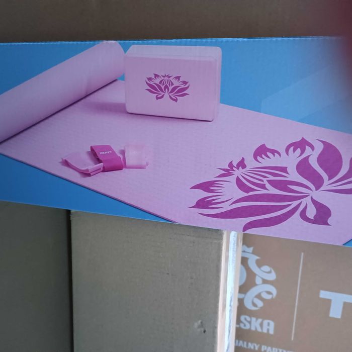 NOWY Zestaw Do Ćwiczeń-Fitness-Yoga Rehabilitacja Mata Kostka +Gumy