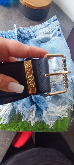 Skórzany pasek Chanel złoty 85 cm
