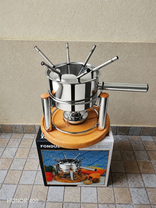 Fondue em inox com lamparina