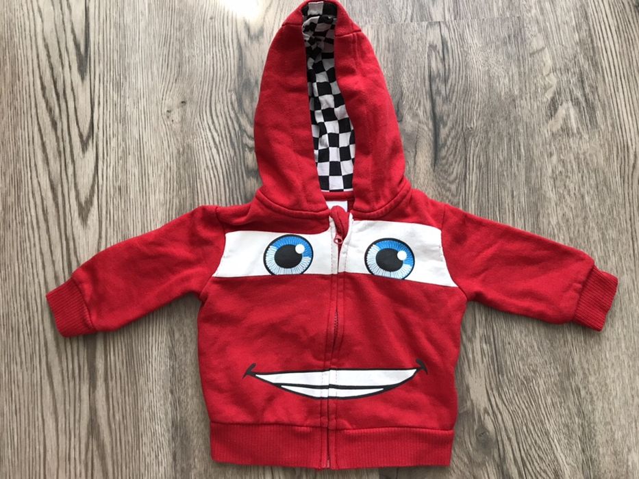 Czerwona bluza z kapturem Auta Disney baby 62 cm Zygzak McQueen