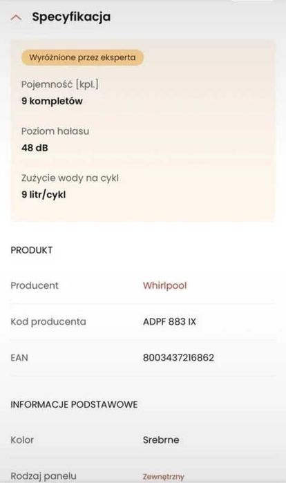 Zmywarka Whirlpool ADPF 883 IX 45 cm – w pełni sprawna, bardzo dobry stan