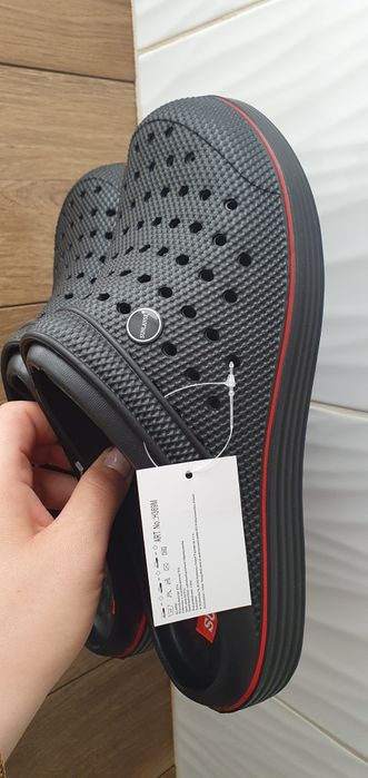 Klapki laczki krokodylki a'la crocs firmy sunlanse czarne 42 ogrodowe